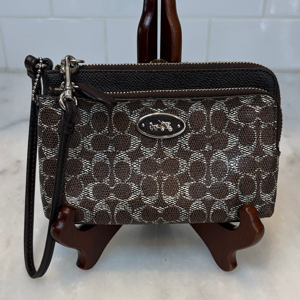 Coach Wristlet Bag Purse Saffiano Leather Mini C Signature Pouch Clutch Wallet